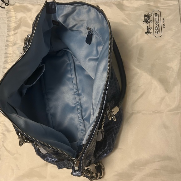 NWT Coach Madison Sophia Python Embossed Leather Metallic Blue 